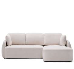 Трехместный диван-кровать Laira 246 см с правым шезлонгом, шенилл цвета экрю