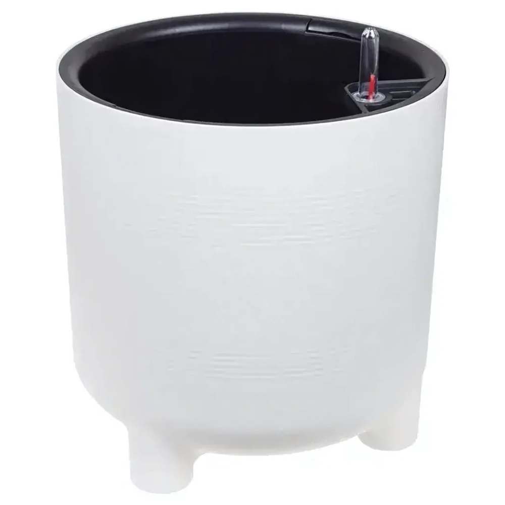 Кашпо ШЭНК D275мм 13,5л с вставкой и с автополивом белый ротанг