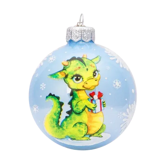 Стеклянный шар Дракоша 65 мм., в подарочной упаковке, Коломеев (КУ-65-234003)