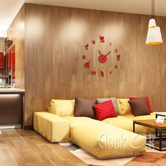 Настенные 3D часы Charm Cat