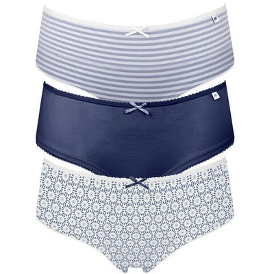 Набор из 3 сине-белых трусиков-шортиков Alice (Размер: L) (Цвет: синий с белым)