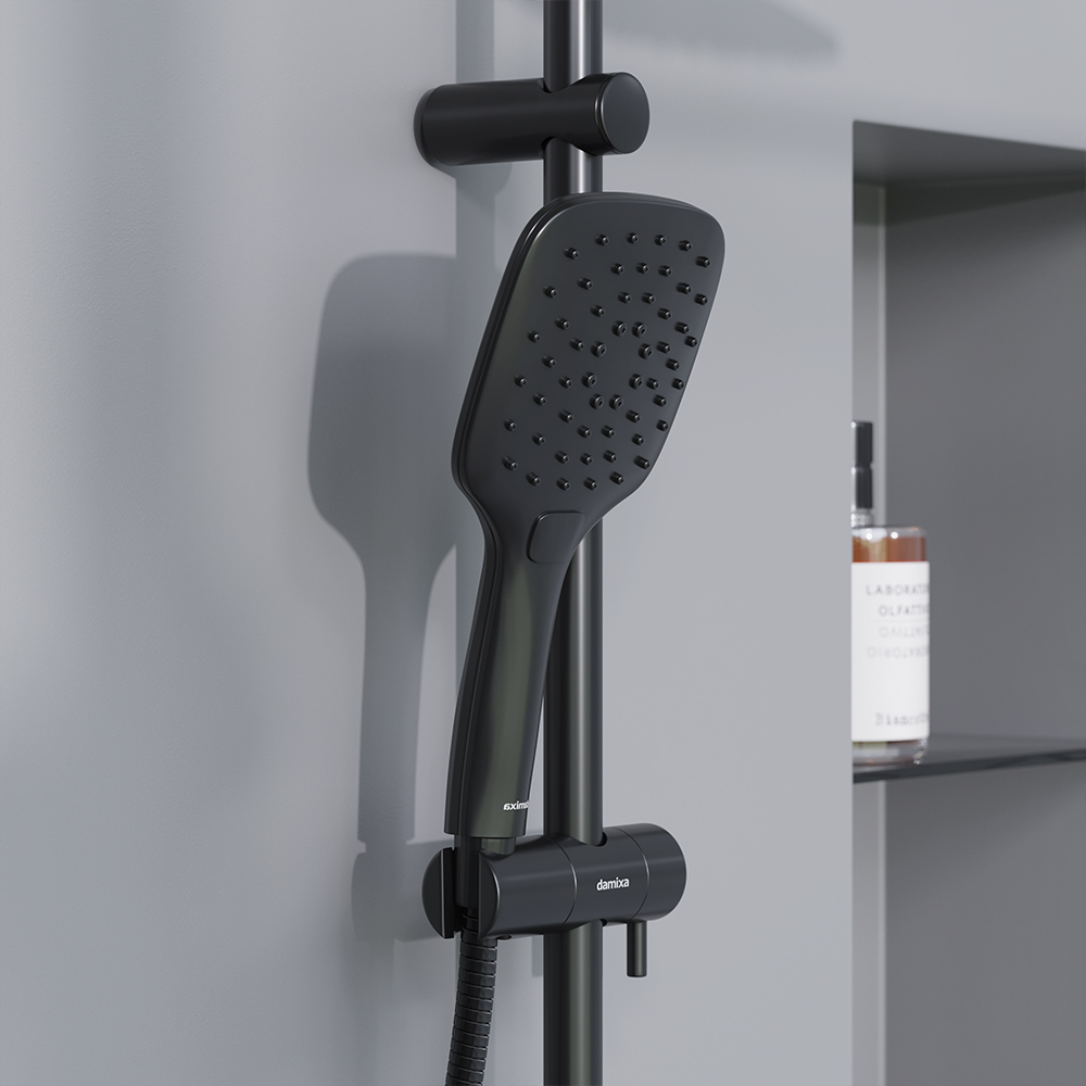 DX220920300_xxx Apollo, душевая система со смесителем-полкой: верхний душ 230*230мм, ручной душ