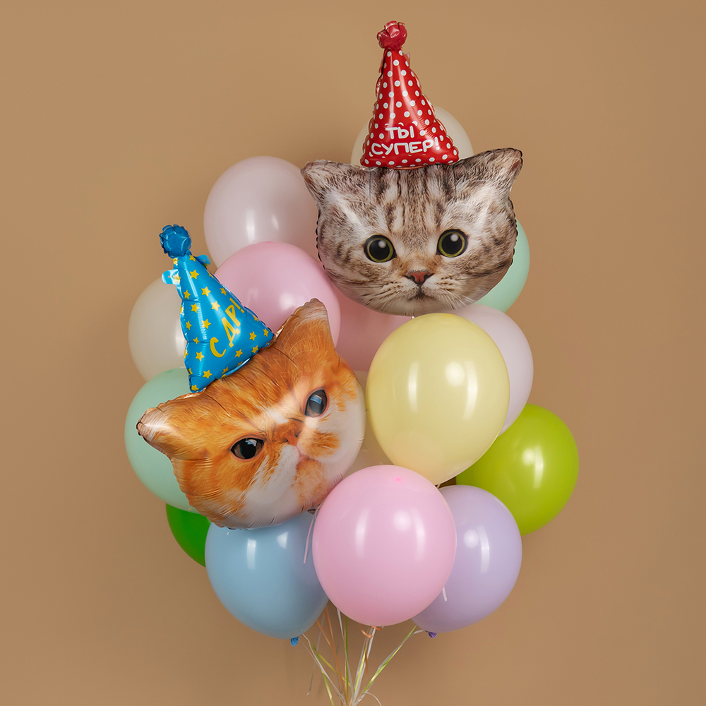 Шар (32''/81 см) Фигура, Котенок в колпачке, 1 шт. в уп.