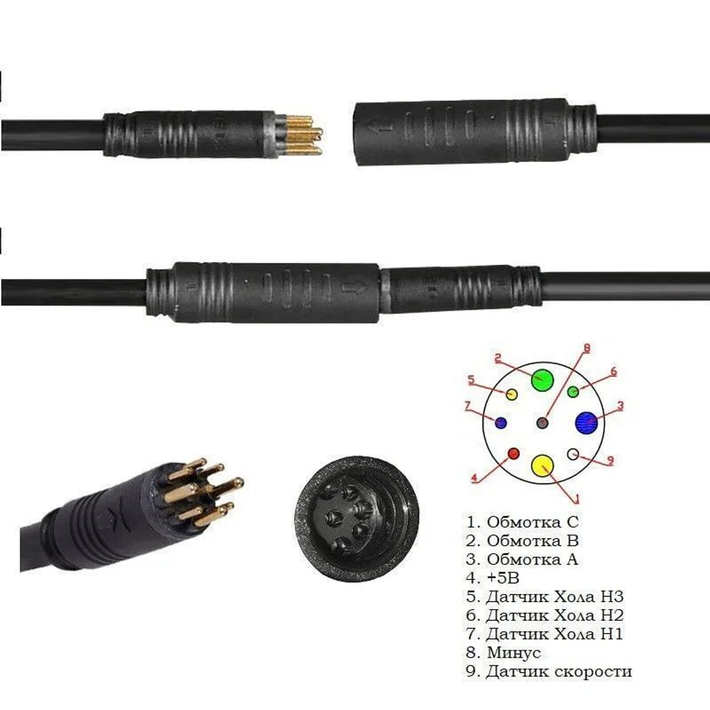 Провод кабель на мотор для Kugoo S (две части: на мотор и контроллер)