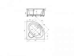 Ванна акриловая угловая КАЛИПСО 146х146 AQUATEK (с каркасом и фронтальной панелью)