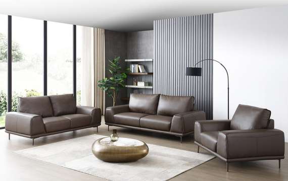 Трехместный диван Nolan 222 см из натуральной коричневой кожи