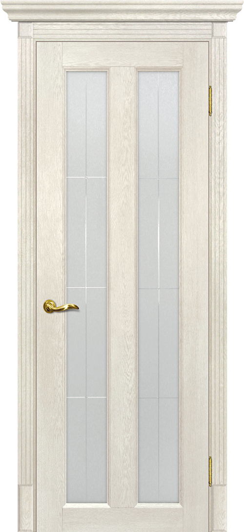 Дверь Тоскана-5 / Цвет Бьянко / Сатинат, контурный полимер б-цв. рис. Решетка / Двери МАРИАМ