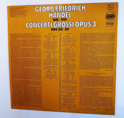 Винтажная виниловая пластинка LP Georg Friedrich Handel, Concerti Grossi Opus 3 (ГДР 1989)