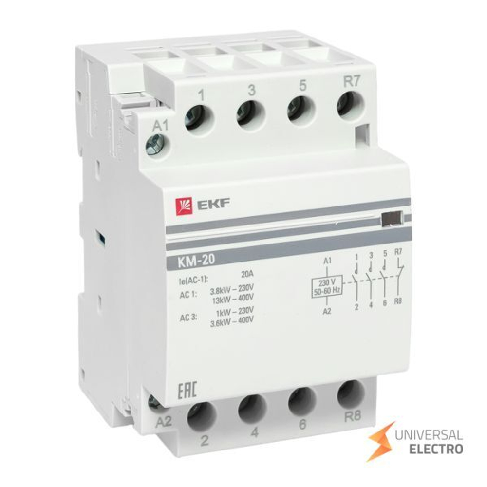 Контактор модульный КМ 20А 3NО+NC (3 мод,) EKF PROxima