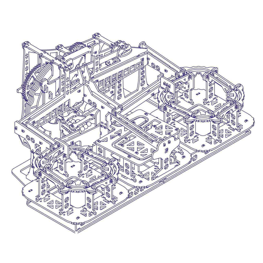 Механическая машина Marble от UNIWOOD - Деревянный конструктор, сборная  модель, 3D пазл, марблс