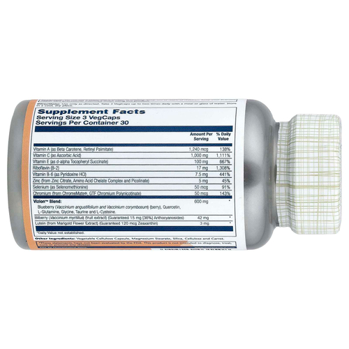 Solaray, Advanced Formula Vizion ™ с черникой и лютеином, 90 растительных капсул