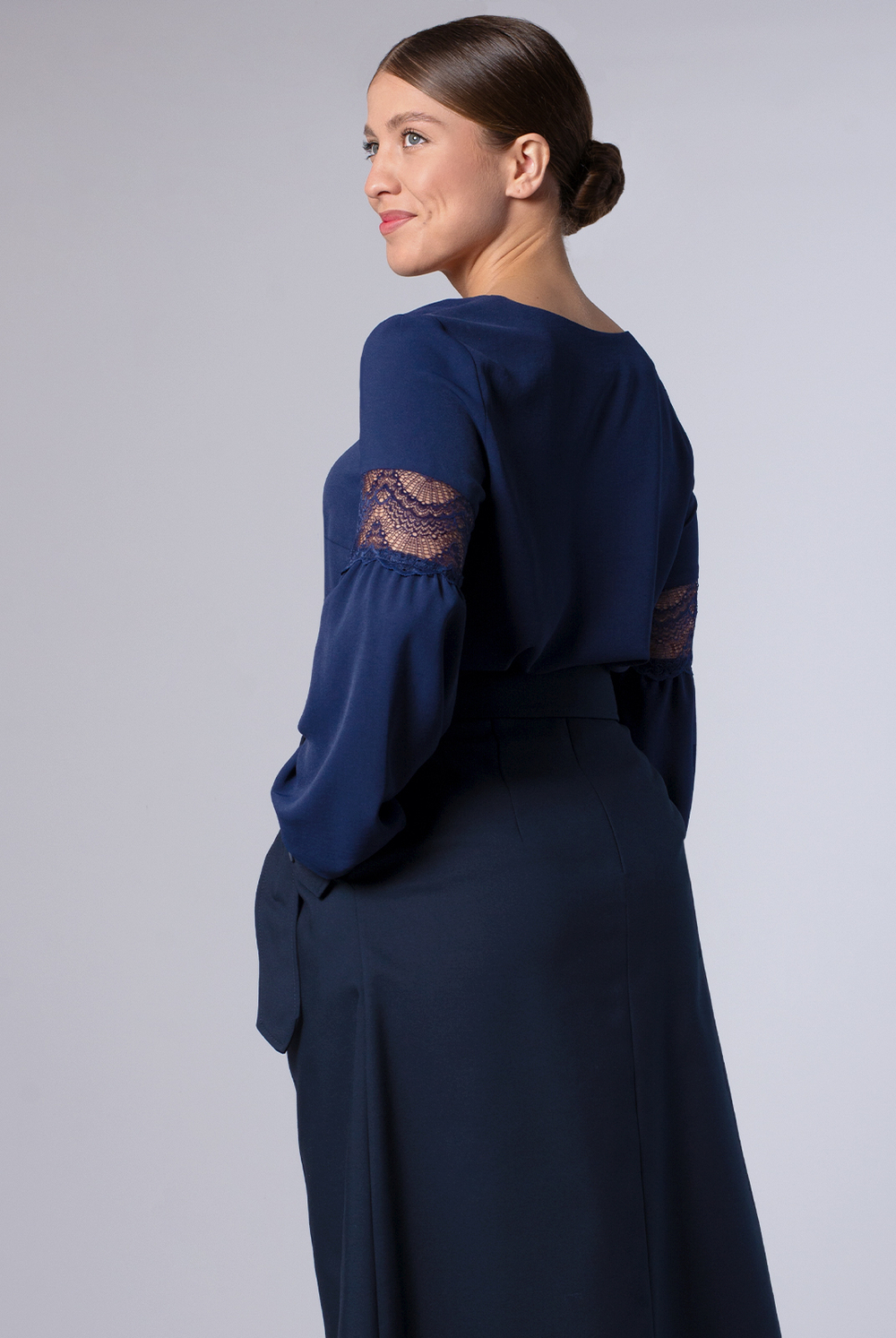 Блузка женская 2007зп, темно-синий #98ТС092007зп