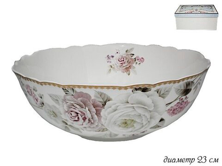 Lenardi 108-237 Салатник 23см. ПИОНЫ в под.уп.(х8)Фарфор