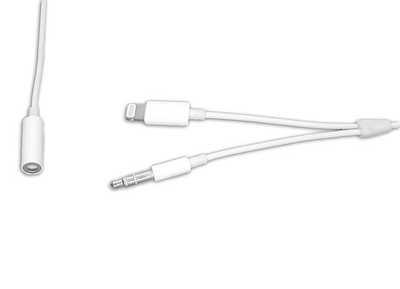 Аудио Адаптер MH031 3.5-3.5/Lightning мама-папа 2 50 см (белый)