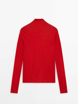 Massimo Dutti Свитер тонкой 100% шерсти, красный