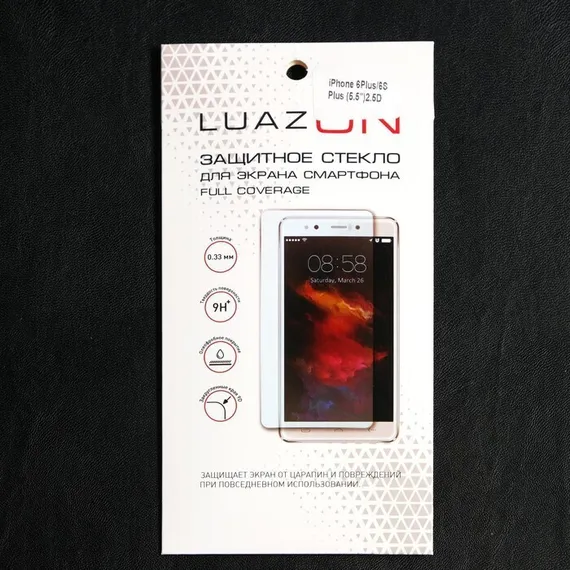 Защитное стекло 2.5D LuazON для iPhone 6 Plus/6S Plus (5.5&quot;), полный клей