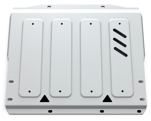 Защита КПП Rival для Mitsubishi Pajero III (V - все) 1999-2006/Mitsubishi Pajero IV (V - 3.0; 3.2D (188/200 л.с.); 3.8) 2006-2020, штампованная, алюминий 4 мм, с крепежом, 333.4044.1