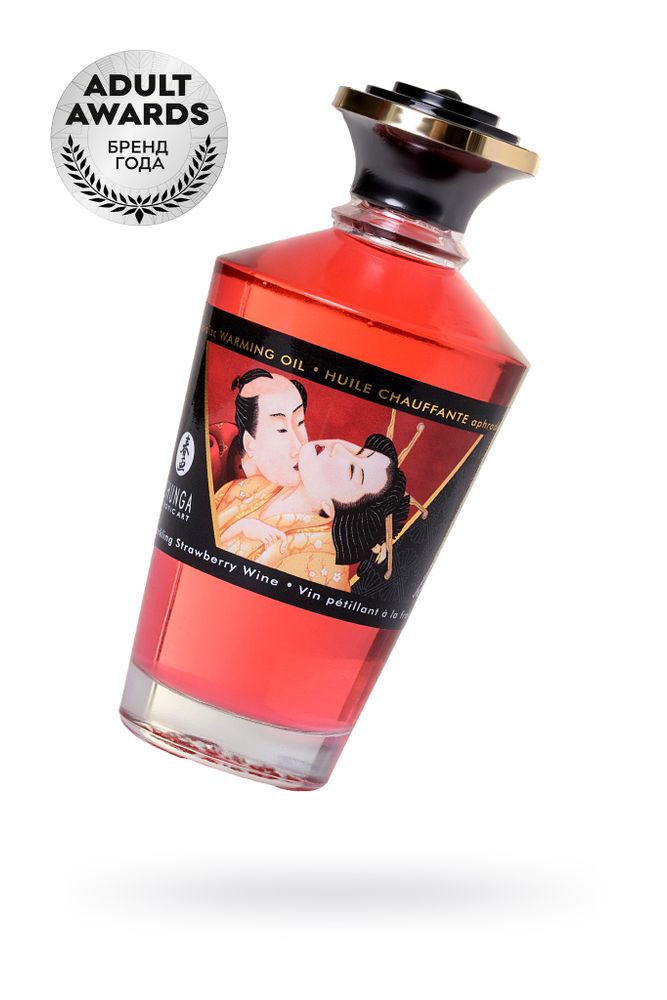 Масло для массажа Shunga Sparkling Strawberry Wine, разогревающее, клубника и шампанское, 100 мл