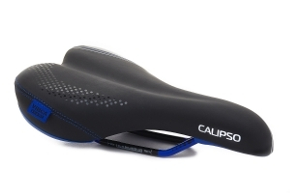Седло Vinca Sport 258*172мм черное с синим, VS 04 calipco black/blue