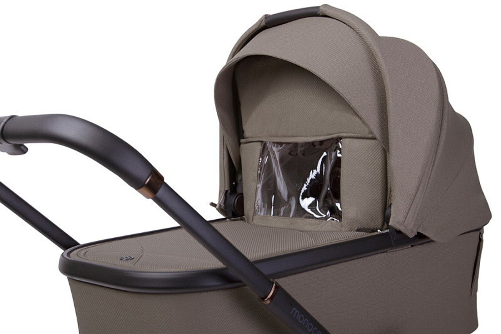 Детская коляска Peppy Monaco 3 в 1 с автокреслом Verona Black Sandstone (песочный), рама черная