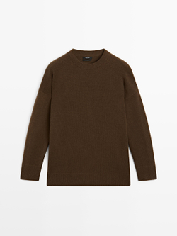 Massimo Dutti Свитер оверсайз из 100% кашемира, тоффи