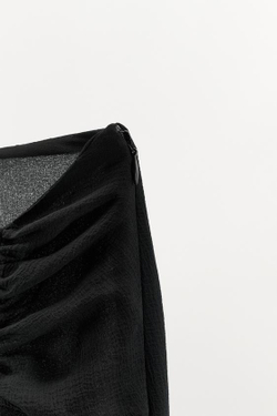 ZARA ЮБКА ИЗ ЖОРЖЕТА СО СБОРКОЙ, ЧЕРНЫЙ