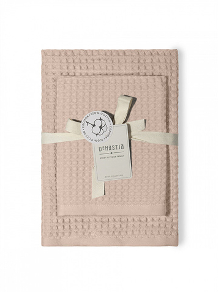 Набор полотенец вафельных 2шт DeNASTIA для бани/сауны 300gsm 70x140/50x90, 100% хлопок, бежевый