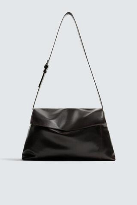 ZARA КОЖАНАЯ СУМКА XL, КОРИЧНЕВЫЙ