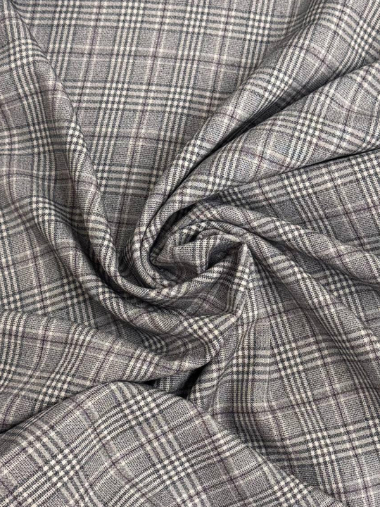 Костюмная принт клетка, молочный/серый/бордо