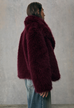 STRADIVARIUS Укороченная шуба из искусственного меха, бургунди