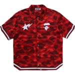 A Bathing Ape Bathing Ape Shirts Button Moderate Polyester Regular Straight Fit Summer 0zxsrm314321q красный