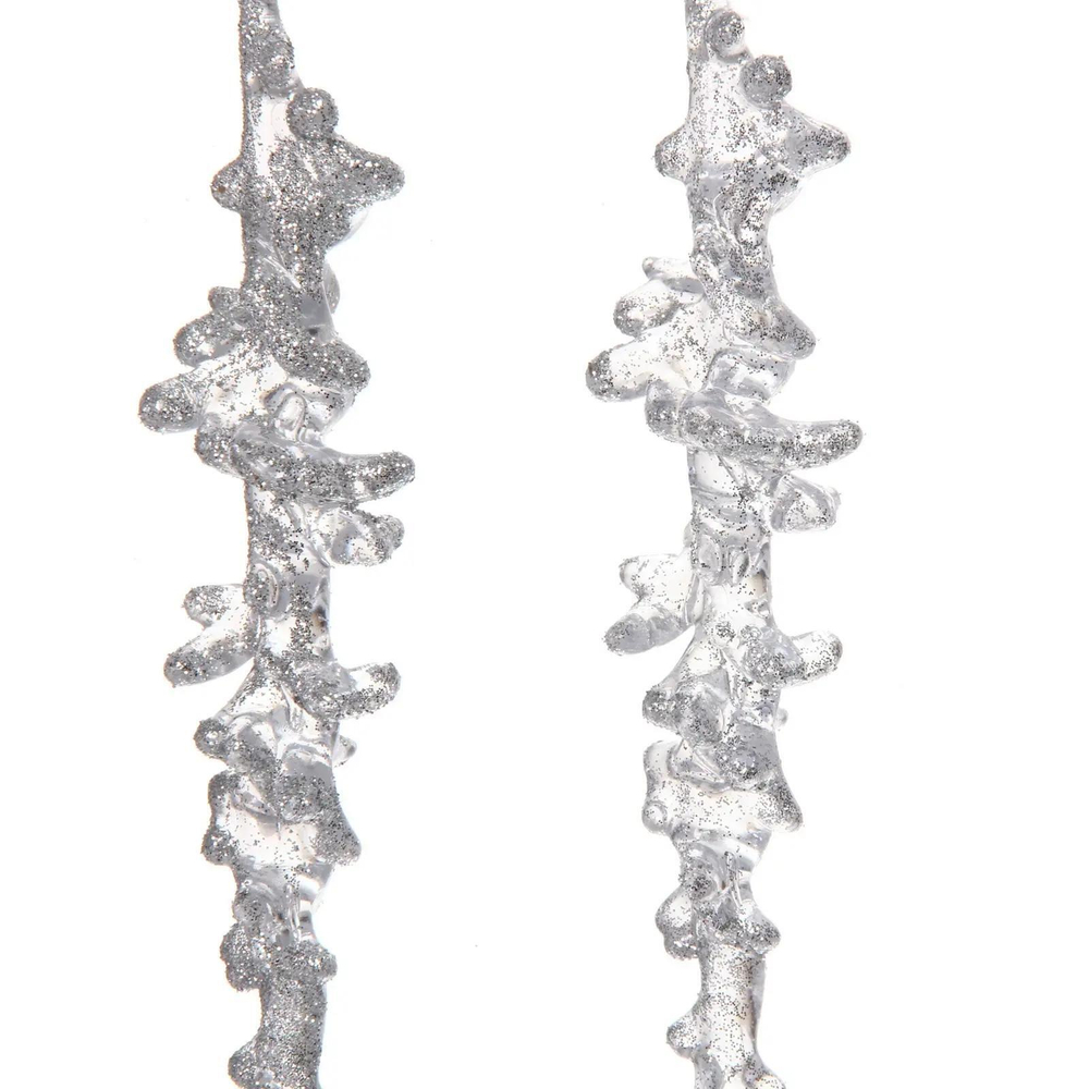 Подвеска «Кристальная сосулька» 26 см (набор 2 шт), Серебро