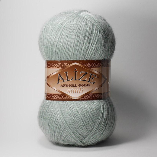 ALIZE "Angora Gold Simli", 10% мохер, 10% шерсть, 5% металлик - 75% Акрил, 100 гр, 550 м, 515 миндаль