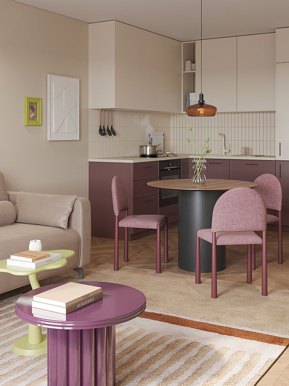 Столик кофейный Vivlend, Ø57 см, ночная слива