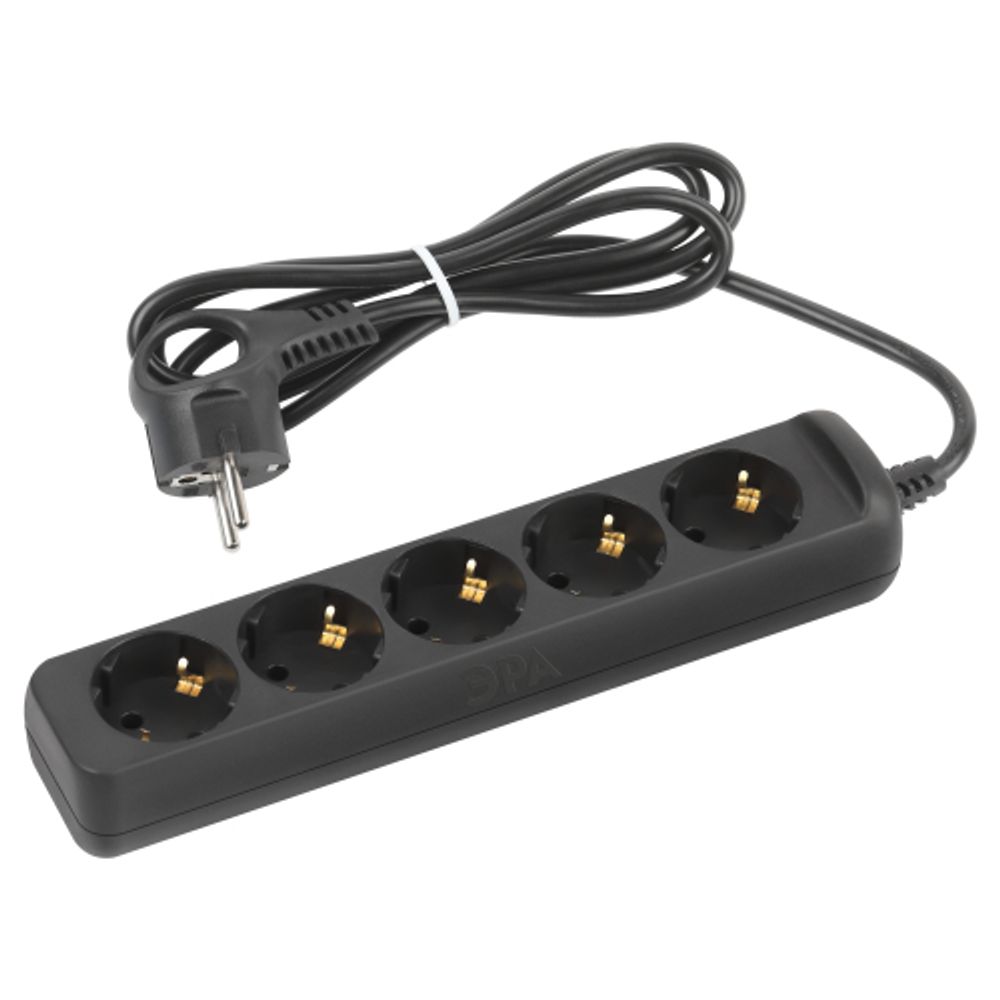 Удлинитель электрический ЭРА UX-5e-1,5m-B с заземлением 5 розеток 1,5 м ПВС 3х0,75мм2 10А черный | 