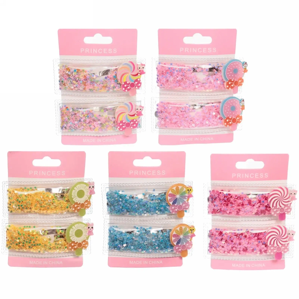 Зажимы для волос детские 2шт «Confetti», вкусняшки, микс 6 цветов, 7*2см