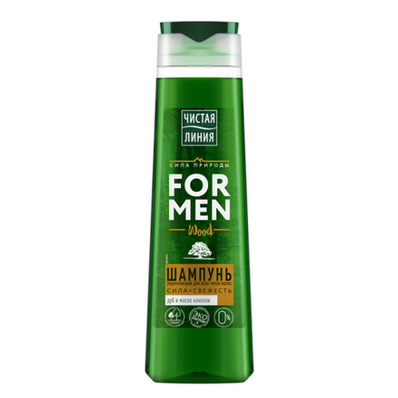 Чистая Линия Шампунь МУЖ Сила+Свежесть (Дуб и масло конопли, укрепляющий) 400мл