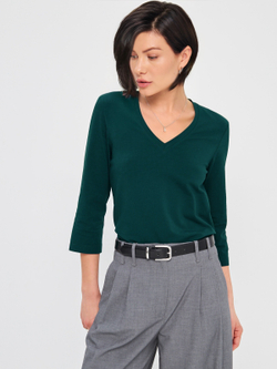 Свободный лонгслив с V-вырезом и рукавом 3/4