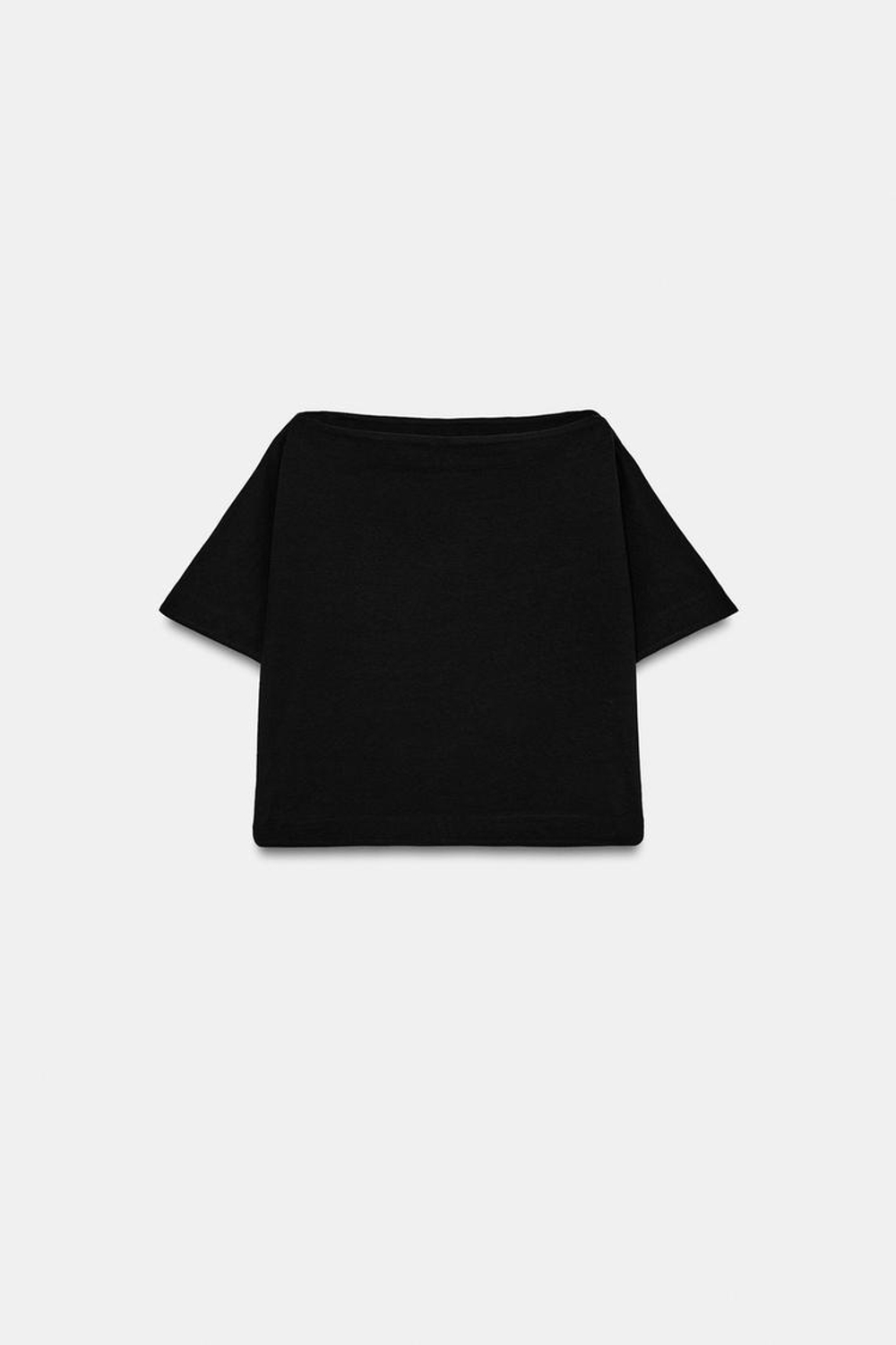 ZARA КРОП-ТОП С ЭФФЕКТОМ НАКИДКИ, УГОЛЬНЫЙ