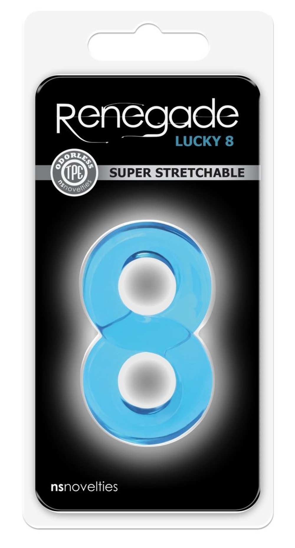 Голубое эрекционное кольцо с подхватом мошонки Lucky 8 (Цвет: голубой)
