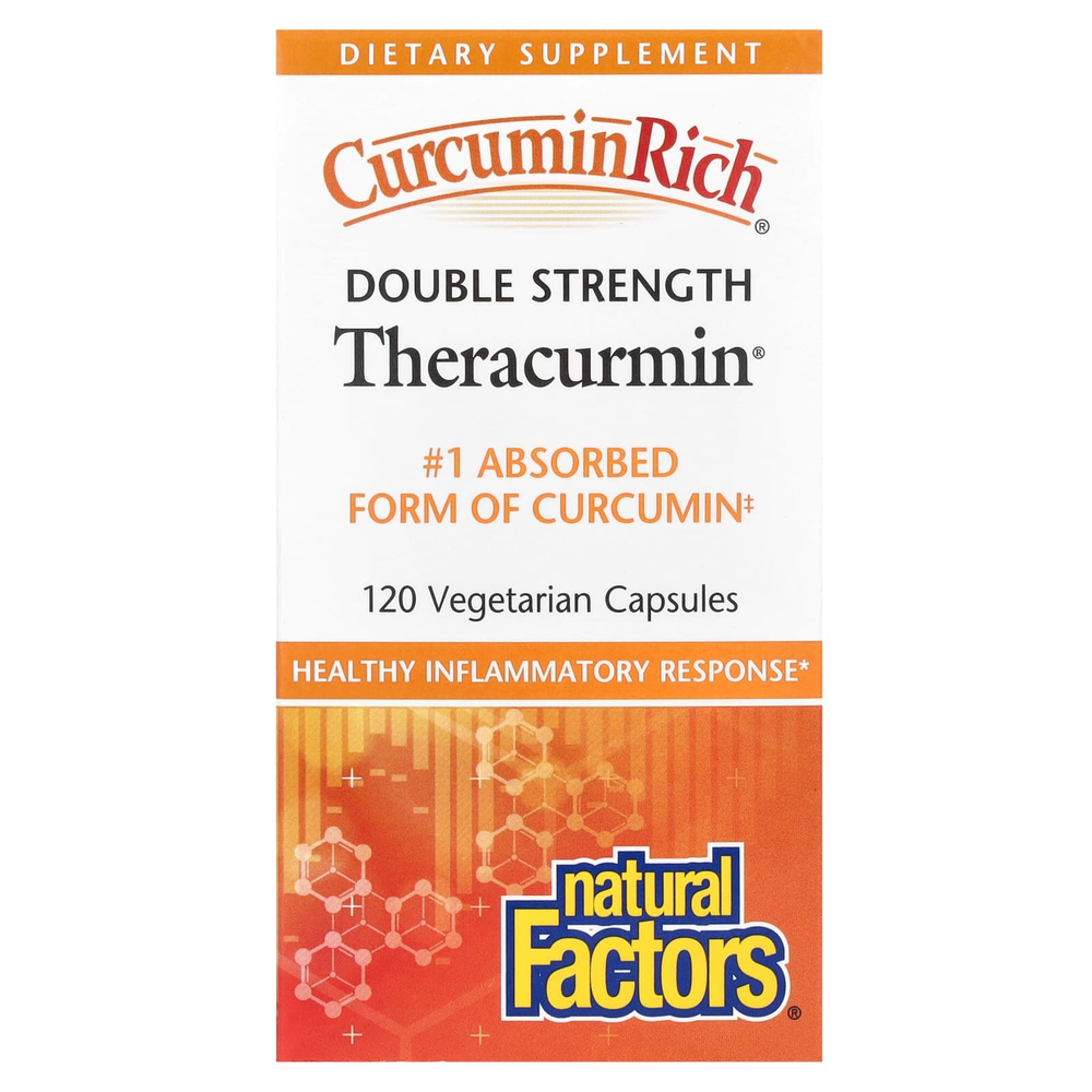 Natural Factors, CurcuminRich®, Double Strength Theracurmin®, куркумин, 60 мг, 120 вегетарианских капсул