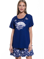 Женский комплект свободного кроя (Размер: XXL) (Цвет: серый с синим)