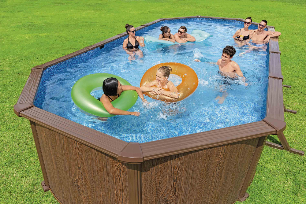 Стальной бассейн Bestway Hydrium Pool Set 732х366х132 см + песочный ф/насос 5678 л/ч, лестница, тент, подстилка (561CW BW)