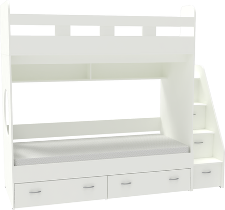 Двухъярусная кровать КарИВи Юниор 1 80х190 Белый  Белый