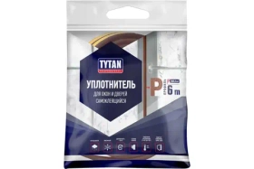 Уплотнитель для окон и дверей Tytan Professional p 6 м, 9x5.5 мм, коричневый 260671