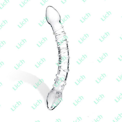 Прозрачный стеклянный фаллоимитатор с двумя концами, 24 см