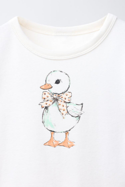 ZARA ФУТБОЛКА С ПРИНТОМ ЖИВОТНЫХ, БЕЛЫЙ