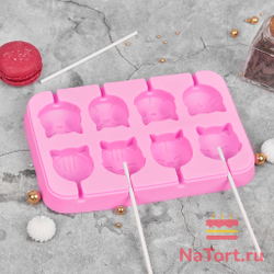 Силиконовая форма для леденцов «Милые питомцы»