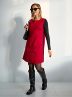 Платье сарафан офисный замшевый