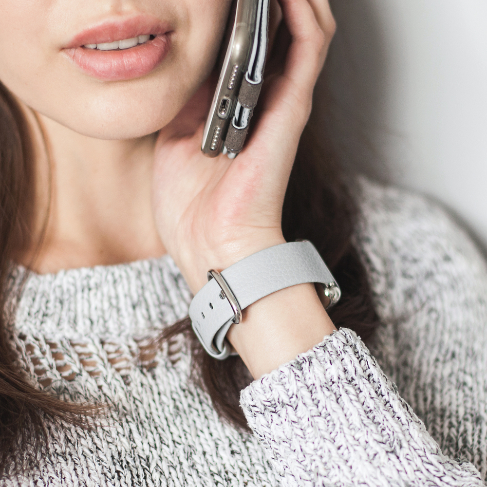 Ремешок для Apple Watch 40/41/42 mm из кожи теленка, голубого цвета